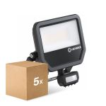 Mehrfachpackung 5x Ledvance Led-Scheinwerfer Aluminium Schwarz 41W 6000lm 100D - 840  | IP65 - Bewegungs- und Lichtsensor - Symmetrisch
